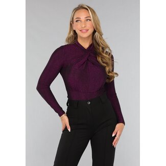 Twist-Bodysuit mit lila Glitzer
