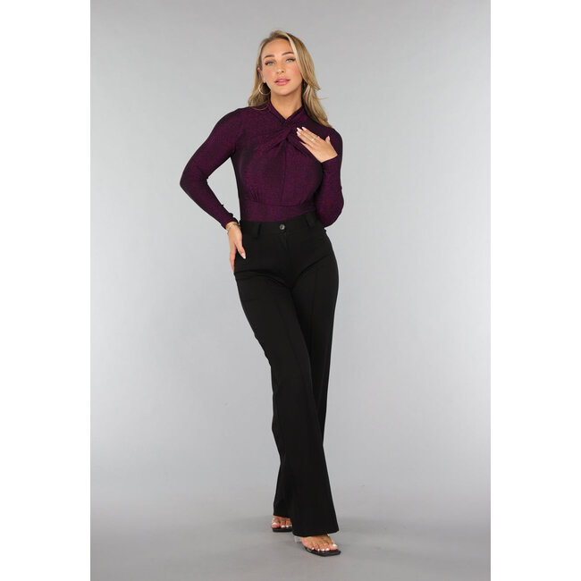 Twist-Bodysuit mit lila Glitzer
