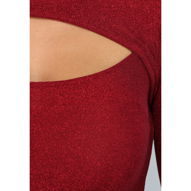Bodysuit mit Ausschnitt in glänzendem Rot
