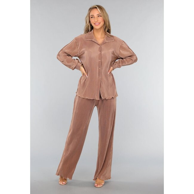 Taupe Plissé 2-teiliges Set