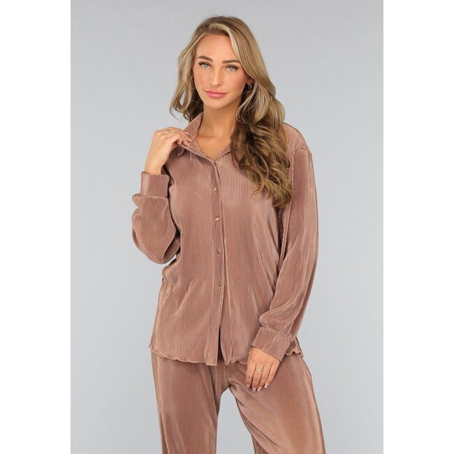 Taupe Plissé 2-teiliges Set