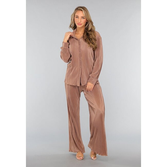 Taupe Plissé 2-teiliges Set