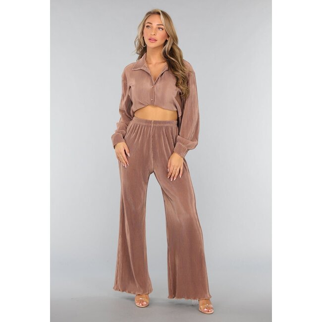 Taupe Plissé 2-teiliges Set