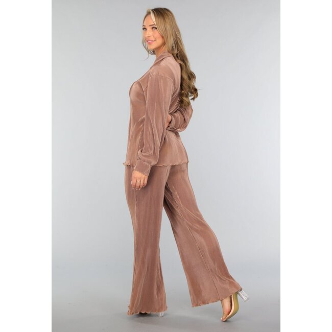 Taupe Plissé 2-teiliges Set