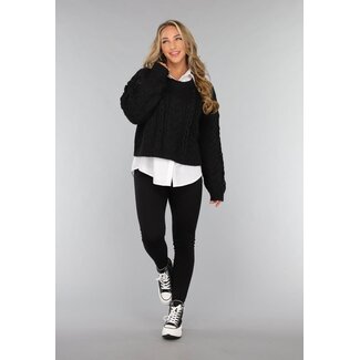 Schwarze korrigierende Jeggings mit hoher Taille und Gummiband