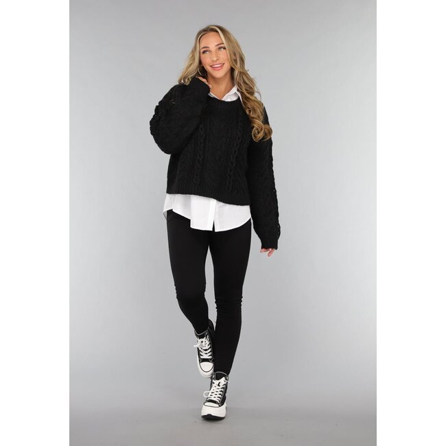 Schwarze Basic-Jeggings mit hoher Taille und Gummiband
