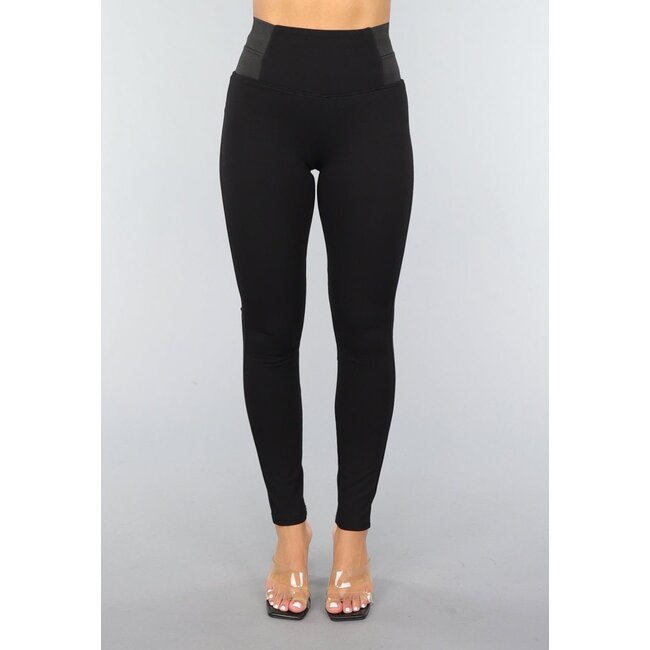 Schwarze Basic-Jeggings mit hoher Taille und Gummiband