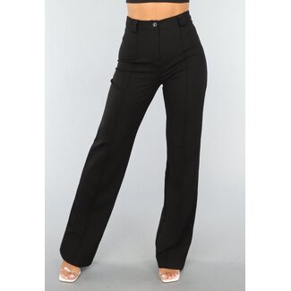 Schwarze Super-Stretch-Hose mit geradem Bein