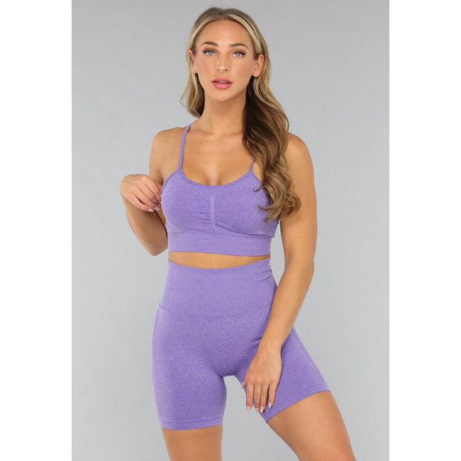 Lila Sportliches Set mit Biker Short