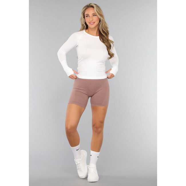 Taupe Fitness-Short mit Scrunch
