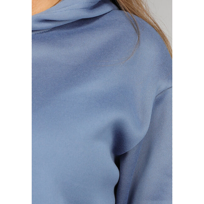 Blauer Fleece-Hausanzug mit Kapuze