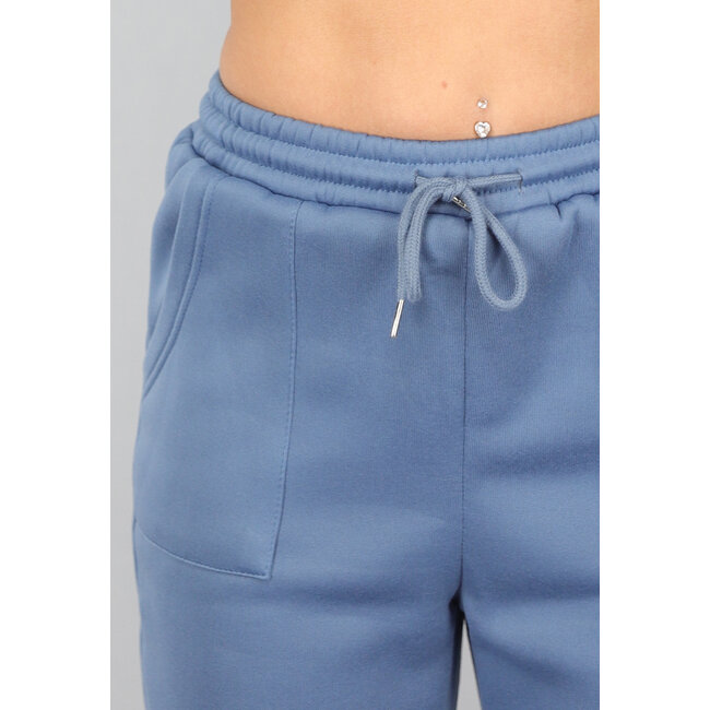 Blauer Fleece-Hausanzug mit Kapuze