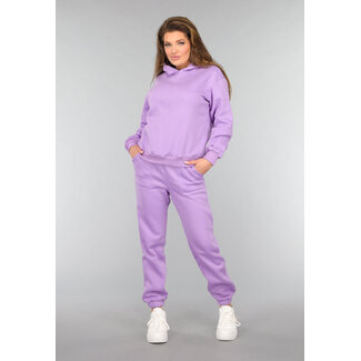 Lila Fleece Zweiteiler mit Kapuze
