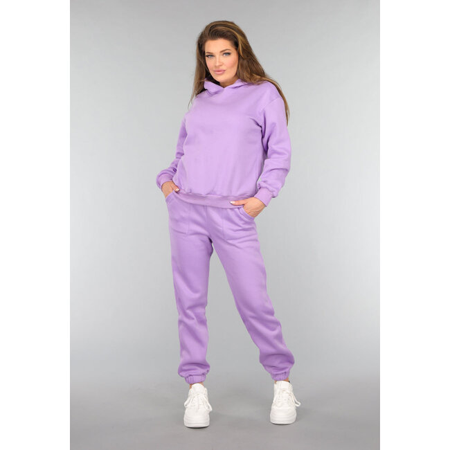 Lila Fleece Zweiteiler mit Kapuze