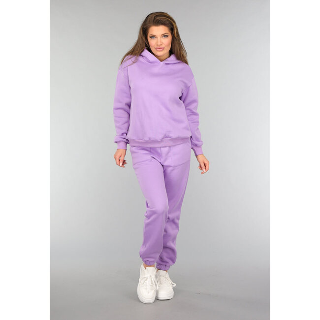 Lila Fleece Zweiteiler mit Kapuze