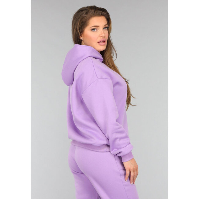 Lila Fleece Zweiteiler mit Kapuze