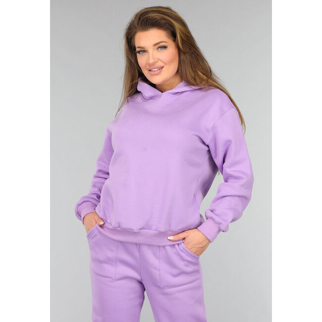 Lila Fleece Zweiteiler mit Kapuze