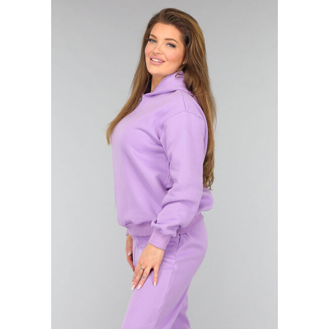 Lila Fleece Zweiteiler mit Kapuze