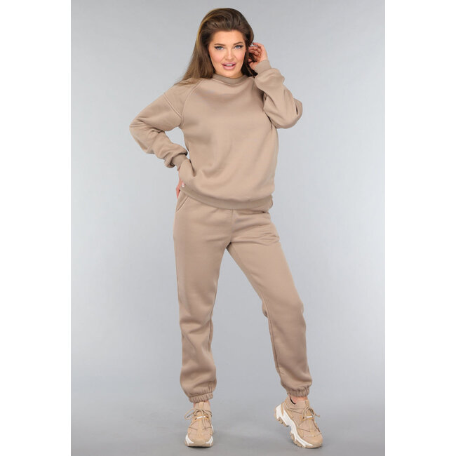 Fleece-Jogger-Set in Camel