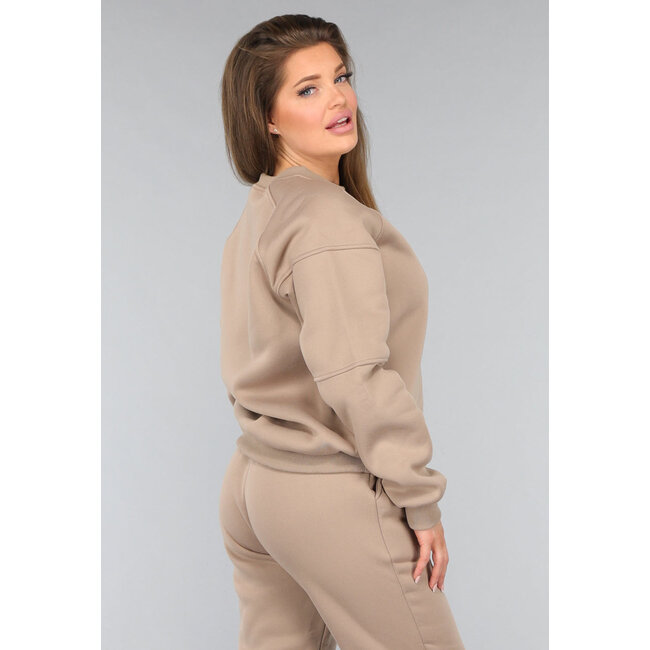 Fleece-Jogger-Set in Camel
