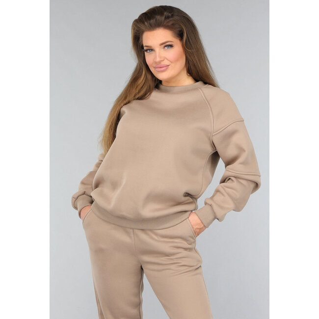 Fleece-Jogger-Set in Camel