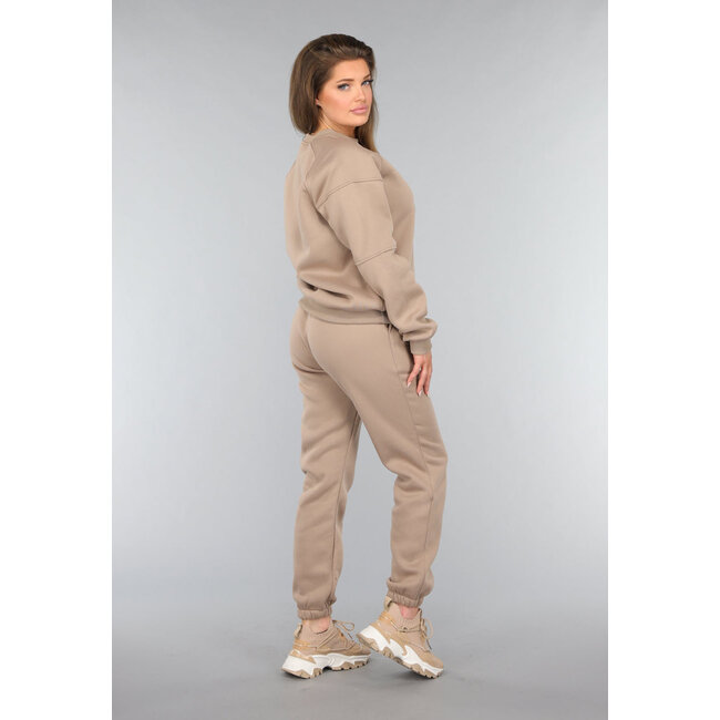 Fleece-Jogger-Set in Camel