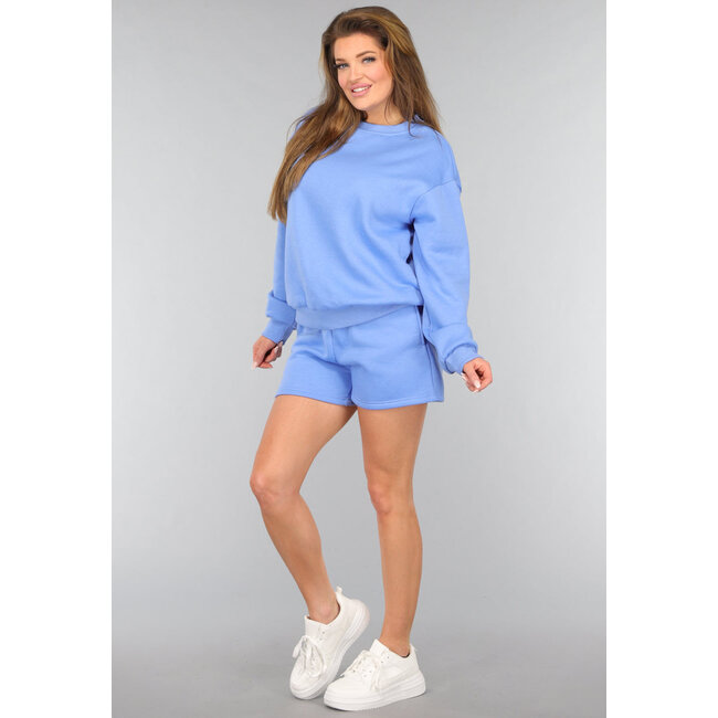Blauer Fleece-Zweiteiler mit Shorts