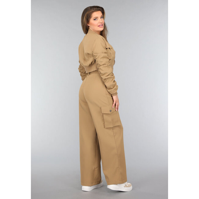 Weites Bein Cargo Set in Camel
