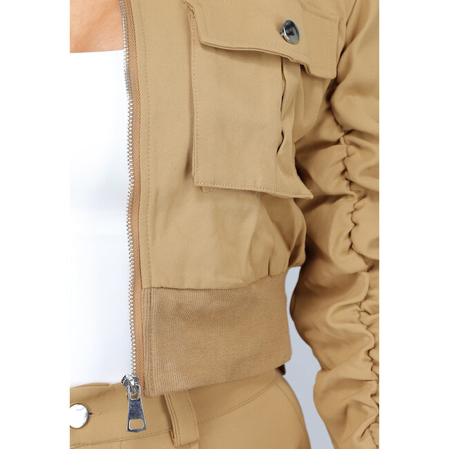 Weites Bein Cargo Set in Camel