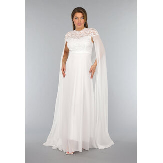 Weißes langes Hochzeitskleid mit Chiffon-Ärmeln