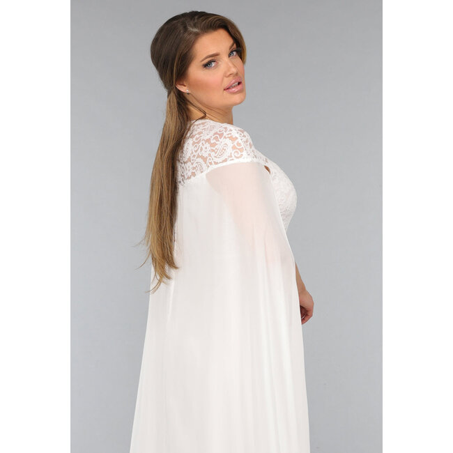 Weißes langes Hochzeitskleid mit Chiffon-Ärmeln