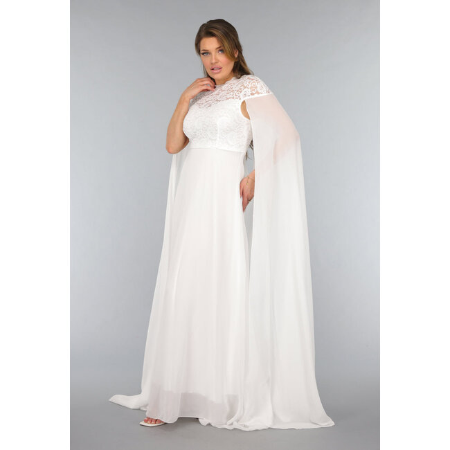 Weißes langes Hochzeitskleid mit Chiffon-Ärmeln