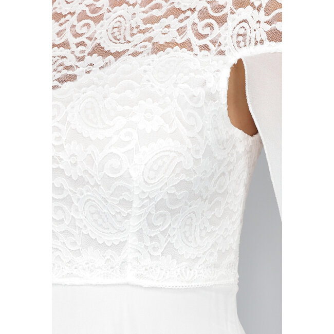 Weißes langes Hochzeitskleid mit Chiffon-Ärmeln