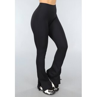 Flair-Sport-Leggings mit schwarzer Schleife und Schlitz