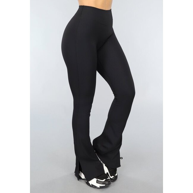 Flair-Sport-Leggings mit schwarzer Schleife und Schlitz