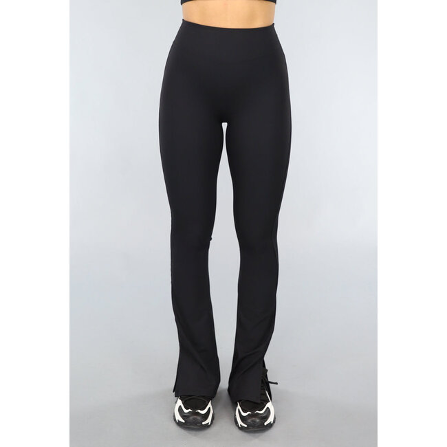 Flair-Sport-Leggings mit schwarzer Schleife und Schlitz