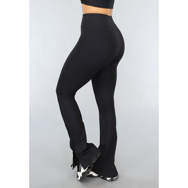 Flair-Sport-Leggings mit schwarzer Schleife und Schlitz