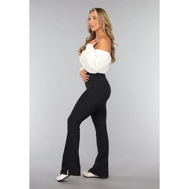 Flair-Sport-Leggings mit schwarzer Schleife und Schlitz