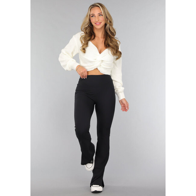 Flair-Sport-Leggings mit schwarzer Schleife und Schlitz