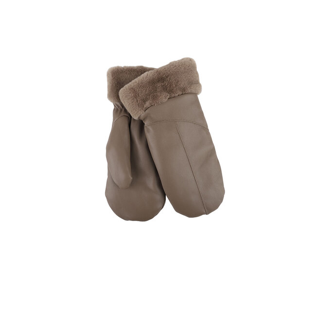 Fäustlinge in Lederoptik mit Pelzbesatz