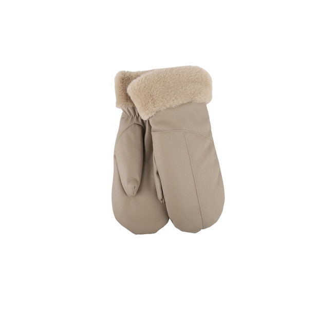 Fäustlinge in Lederoptik mit Pelzbesatz