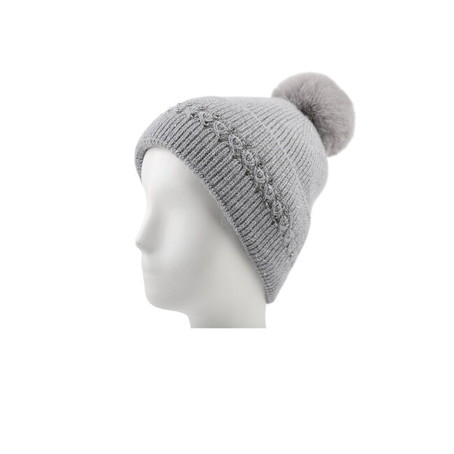 Gestrickte Glitzermütze mit Bommel
