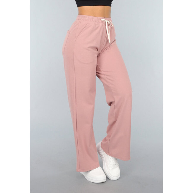 Altrosa Lounge-Hose mit weitem Bein