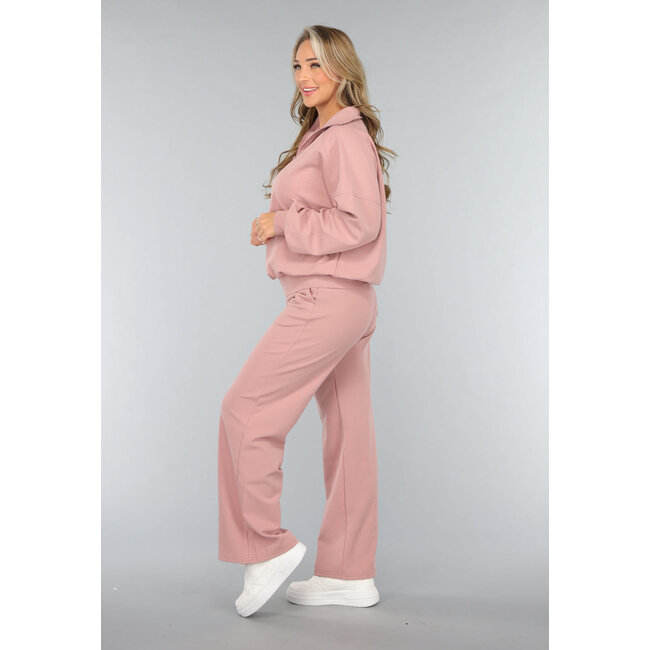 Altrosa Lounge-Hose mit weitem Bein