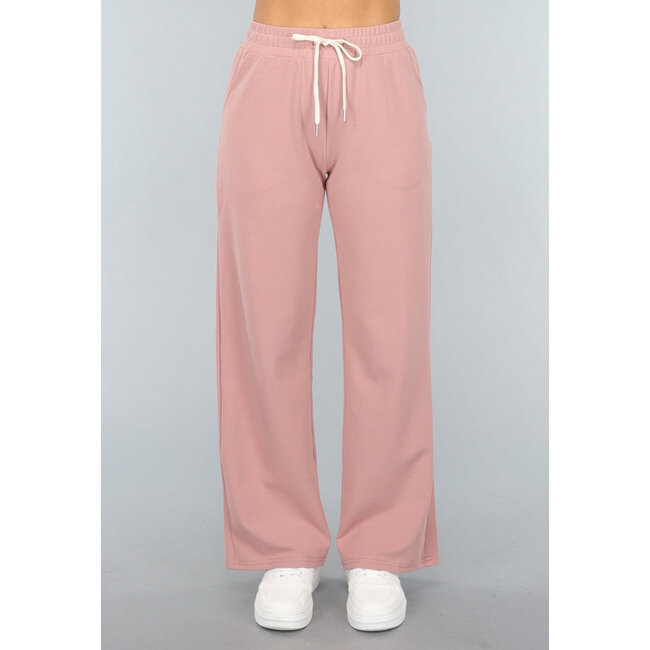 Altrosa Lounge-Hose mit weitem Bein