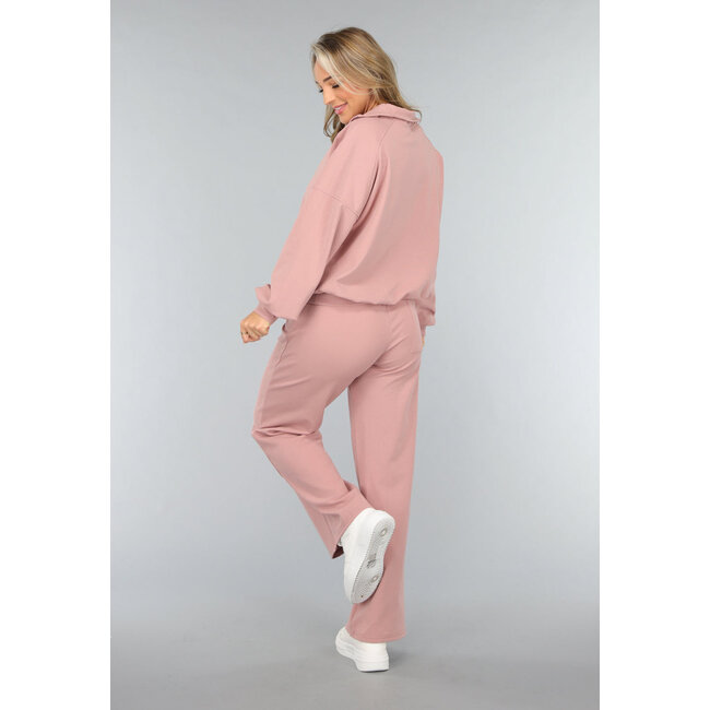 Altrosa Lounge-Hose mit weitem Bein