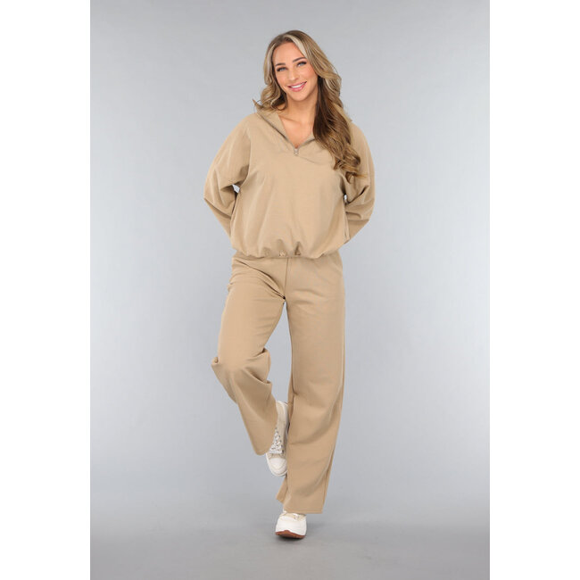 Beige Jogginghose mit weitem Bein