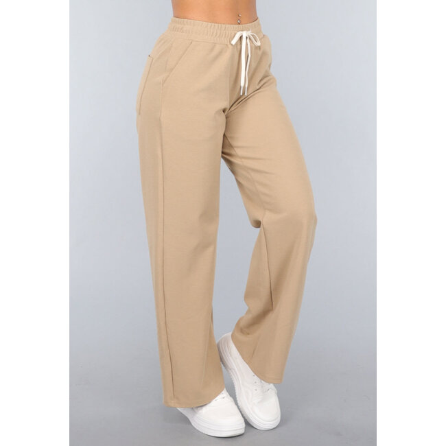 Beige Jogginghose mit weitem Bein