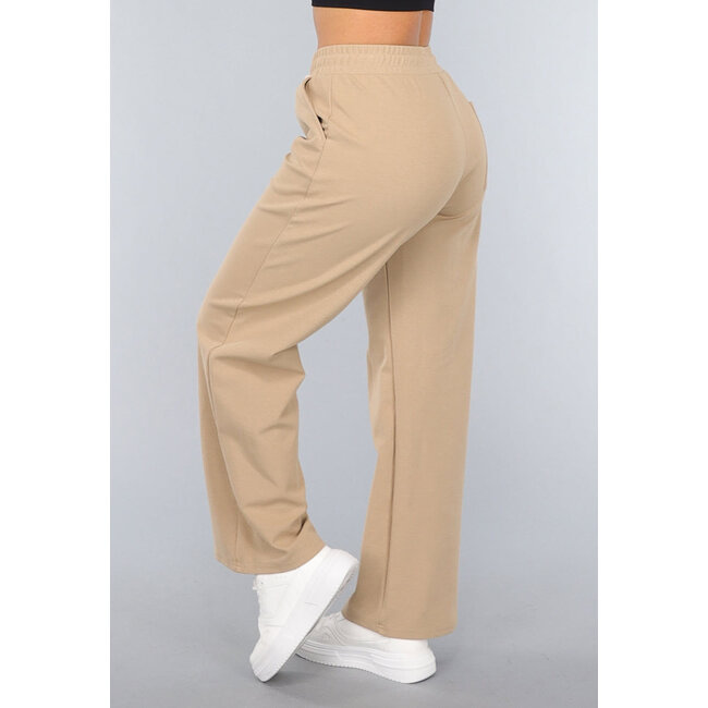 Beige Jogginghose mit weitem Bein