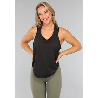 Schwarzes, locker sitzendes Sport-Tank-Top